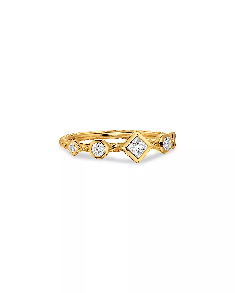 Petite Modern Renaissance Band Ring in 18K Yellow Gold with Diamonds, 6.4mm