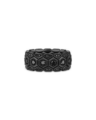 Men's Hex Stack Ring in Black Titanium with Black Diamonds, 9.3mm