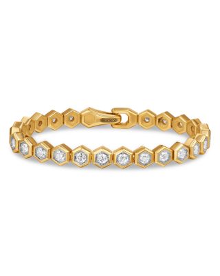 Hex Pav&eacute; Tennis Bracelet in 18K Yellow Gold with Diamonds, 8mm 