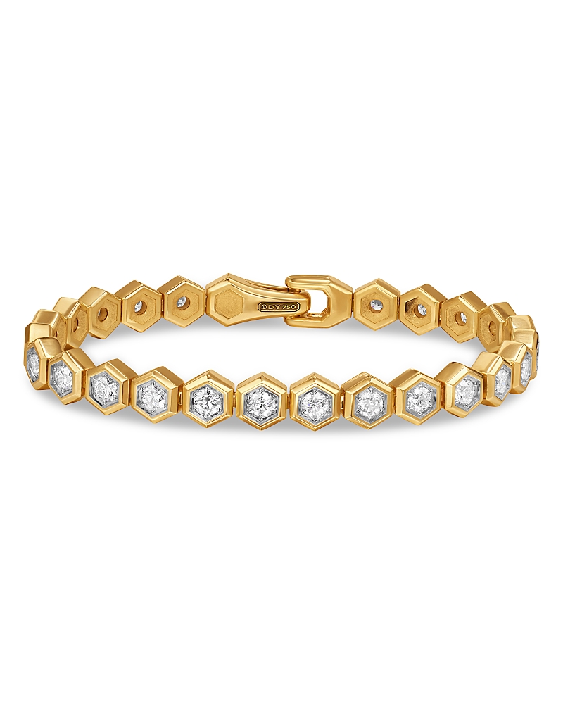 Men's Hex Pave Tennis Bracelet in 18K Yellow Gold with Diamonds, 8mm