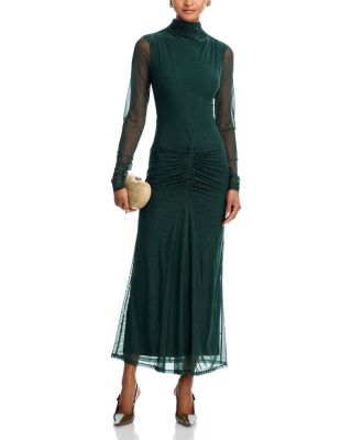 Crystal Long Sleeve Mesh Maxi Dress - Exclusive