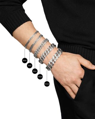 Men's Curb Chain Bracelet in Black Titanium with Diamonds, 8mm