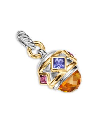 Renaissance&reg; Amulet in Sterling Silver with 14K Yellow Gold, Madeira Citrine, Tanzanite and Rhodolite Garnet, 29mm