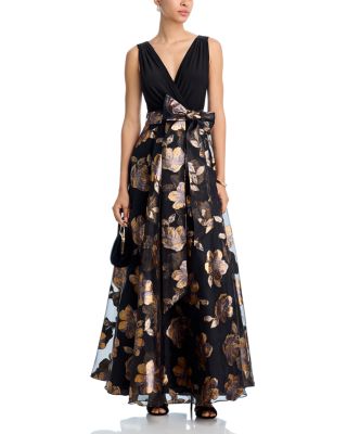 Sleeveless Wrap Surplice Bodice Ballgown Skirt and Sash