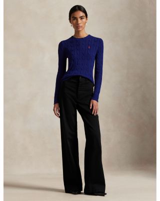 Cable Knit Cotton Crewneck Sweater