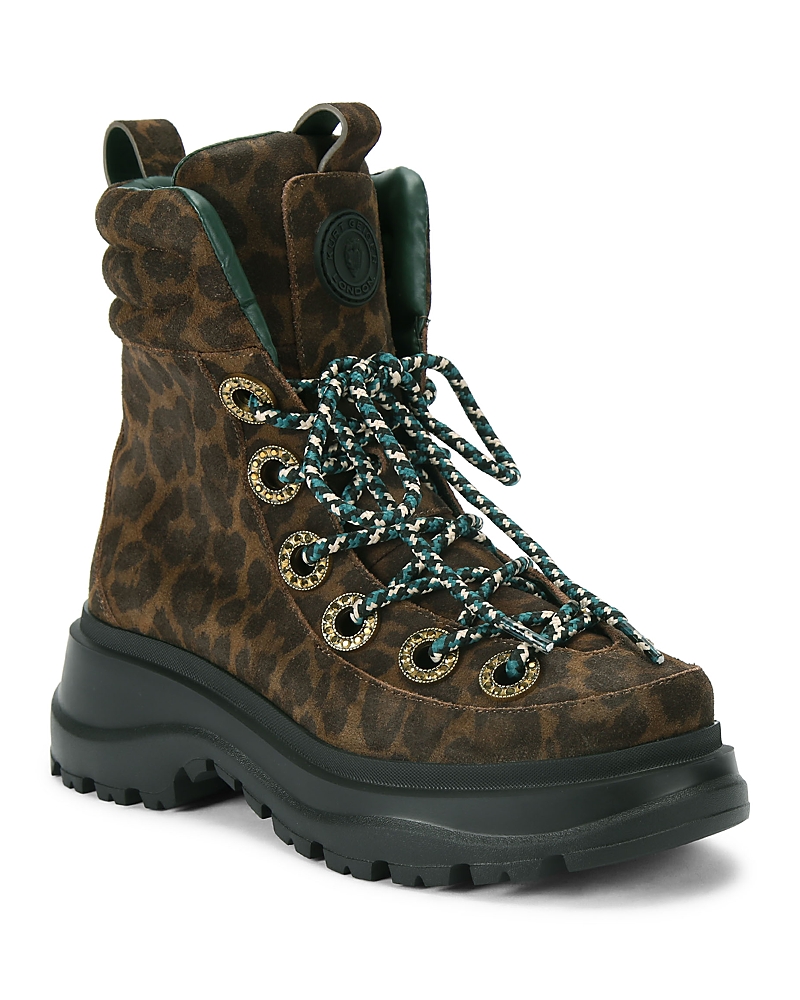 Kurt Geiger Kensington Crystal-embellished Leopard Boots In Brown