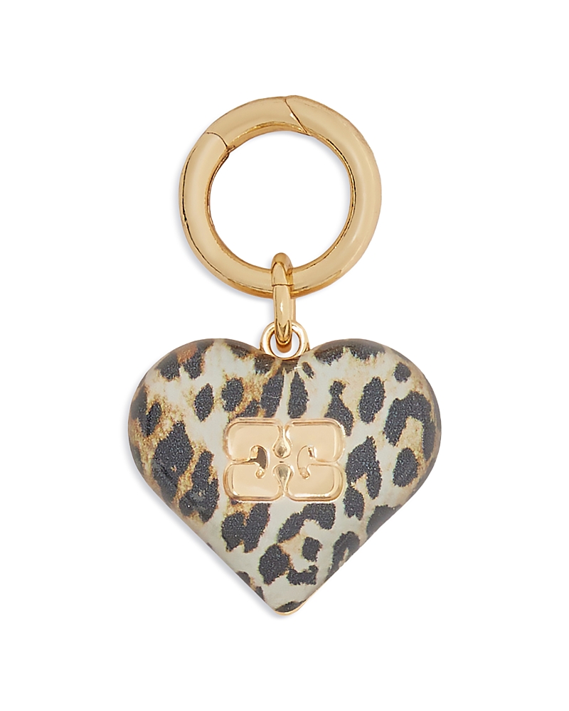 Ganni Leopard Bou Heart Charm · OS