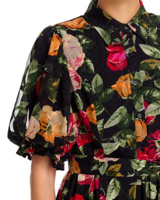 Puff Sleeve Tie Belt Maxi Dress