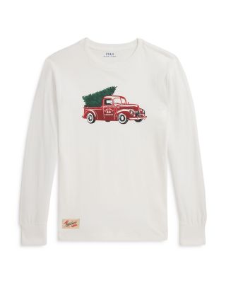 Truck Print Cotton Long Sleeve Tee - Big Kid