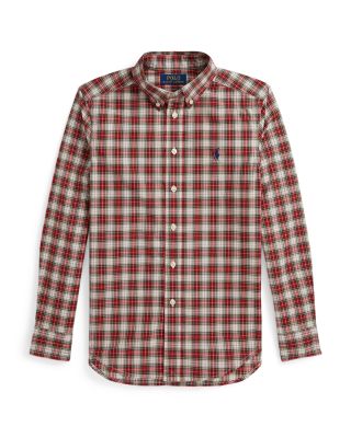 Boys' Plaid Cotton Poplin Shirt - Big Kid