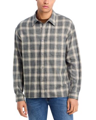 Cotton Straight Hem Plaid Button Down Shirt