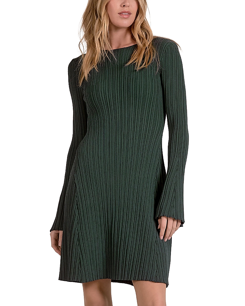 Elan Ribbed Knit Mini Dress In Green