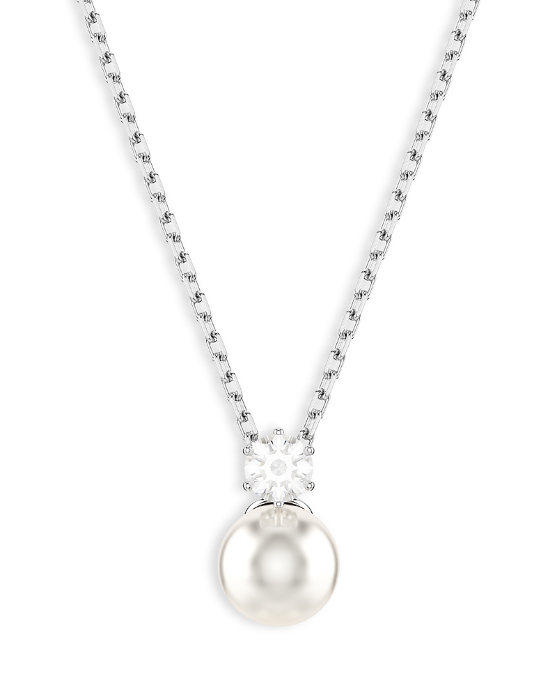 Swarovski Matrix Crystal & Imitation Pearl Pendant Necklace, 14.87-17.75