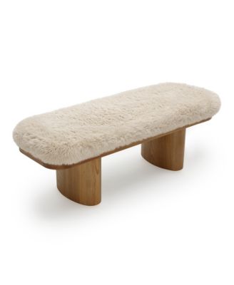 Ollie Straight Faux Leather Shearling Bench