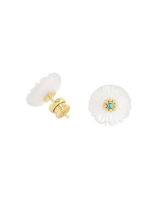 Milos Carved Stone Flower Stud Earrings