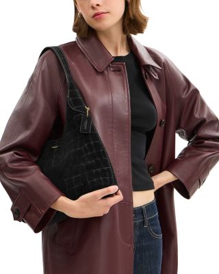 Croc Embossed Leather Brooklyn Shoulder Bag 28