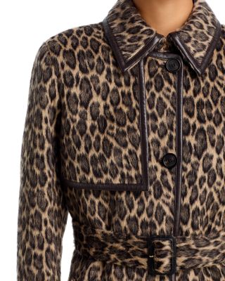 Zeva-A Long Wool Coat With Leather Trim