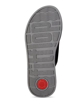 Women's F-Mode Beaded Chain Leather Toe Post Sandals