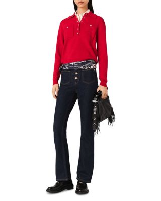 Polo Collar Sweater with Embroidery