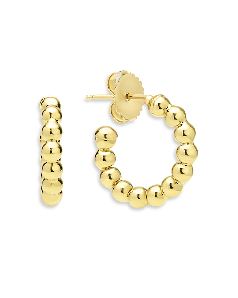 Lagos 18k Yellow Gold Caviar Gold Beaded Small Hoop Earrings In Pattern