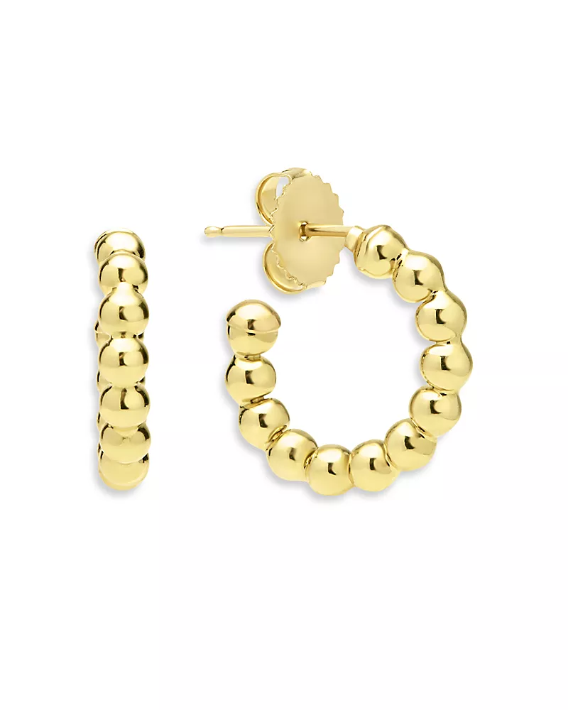 Lagos 18K Yellow Gold Caviar Gold Beaded Small Hoop Earrings