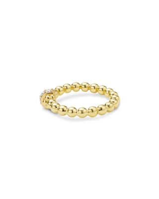 LAGOS 18K Yellow Gold Caviar Gold Diamond Rondelle Bead Stacking Ring