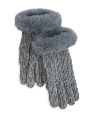 Brioche Stitch Faux Fur Gloves