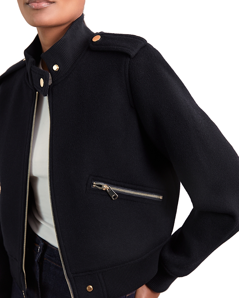 Reiss Wool Bomber Jacket In Blue