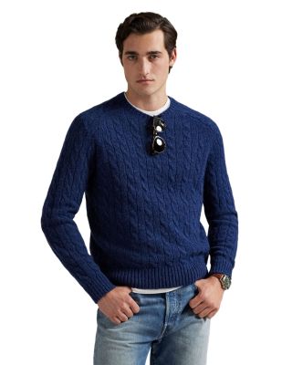 Suede-Patch Cable-Knit Sweater