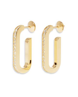 18K Yellow Gold Maillon Diamond Large Oval Hoop Earrings