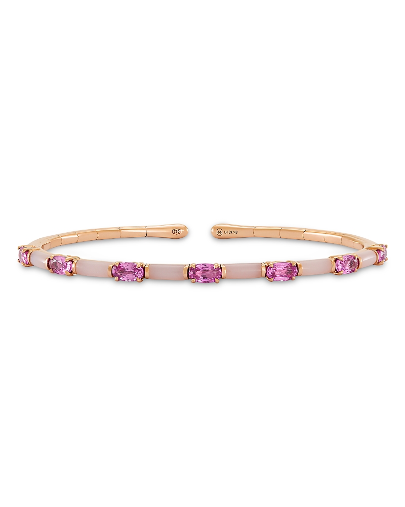 Etho Maria 18k Rose Gold Dolce Opal & Pink Sapphire Narrow Cuff Bracelet In Gold