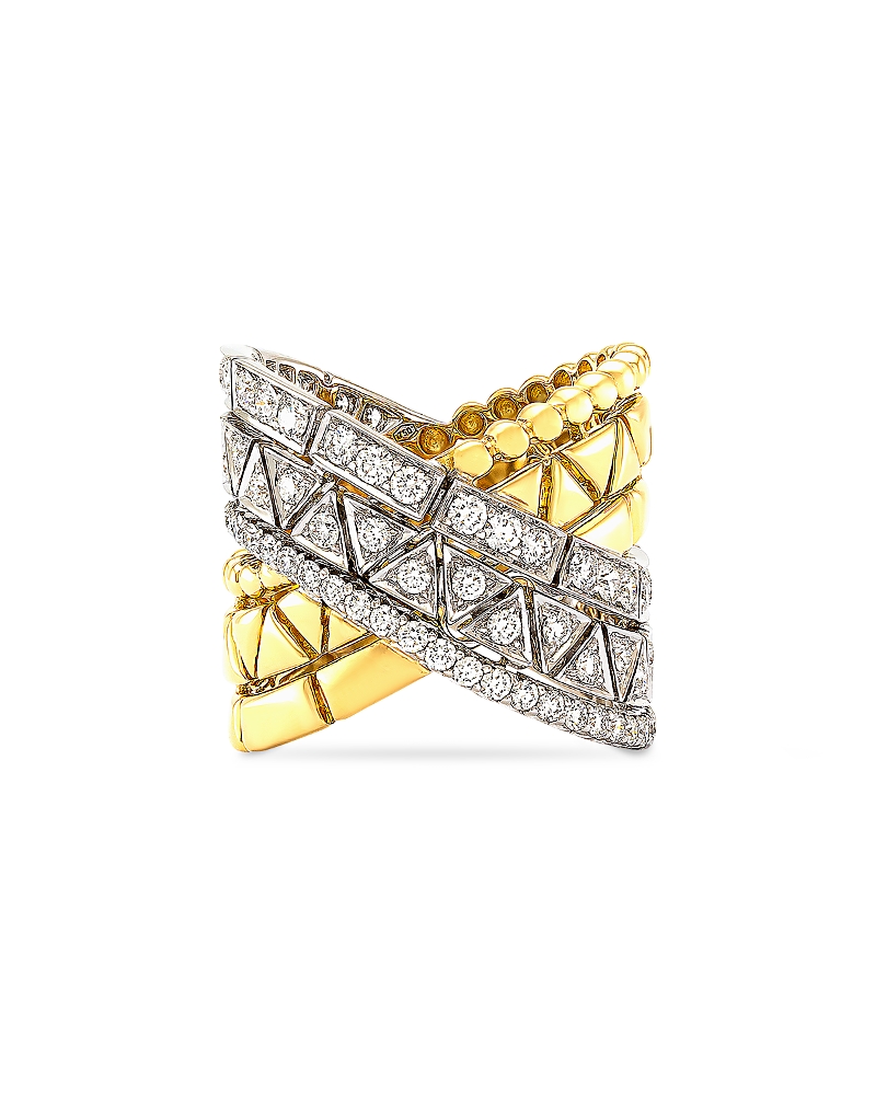 Etho Maria 18k White & Yellow Gold Reflexion Diamond Crossover Ring
