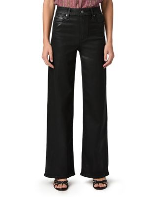 Anessa High Rise Coated Wide Leg Jeans in Black Fog