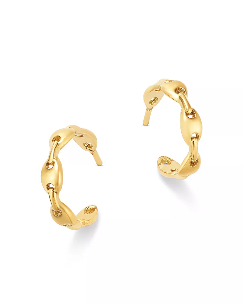 Zoe Chicco 14K Yellow Gold Heavy Metal Mariner Link Small Huggie Hoop Earrings