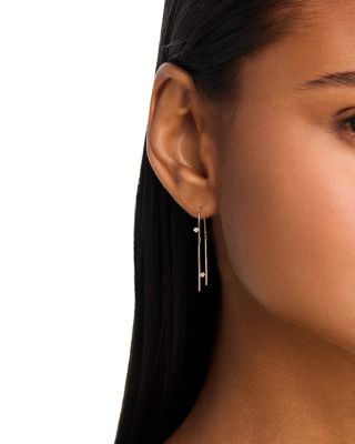 Zo&euml; Chicco 14K Yellow Gold Heavy Prong Diamonds Dangling Square Bead Chain Necklace, 16"