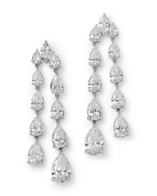 Luxe Collection Certified Lab Grown Diamond Mixed Cut Drop Earrings in 14K White Gold, 11.0 tcw