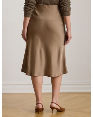 Plus Satin Charmeuse Midi Skirt