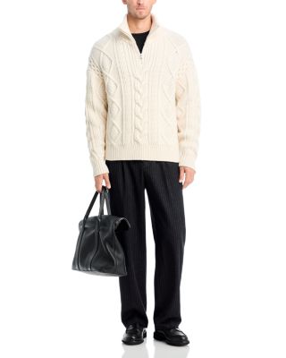 Wool & Cashmere Chunky Cable Knit Half Zip Sweater