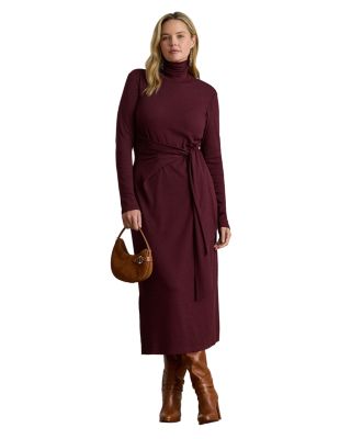 Plus Tie Front Turtleneck Dress