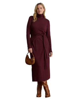 wool silk puff sleeve turtleneck dress ralph lauren Wool-Silk Puff-Sleeve Turtleneck Dress