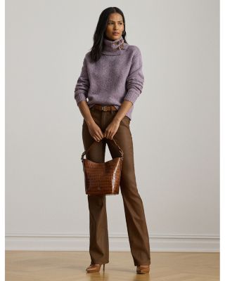 Buckle Trim M&eacute;lange Turtleneck Sweater