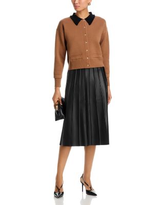 Faux Leather Piped Skirt