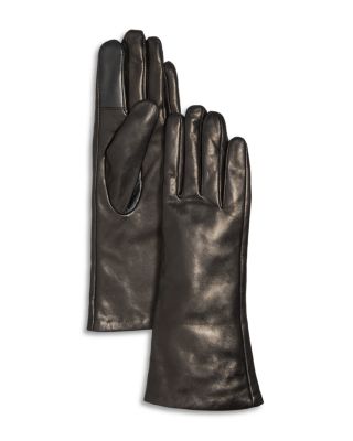 Mid-Length Cashmere Lined Leather Tech Gloves - Exclusive