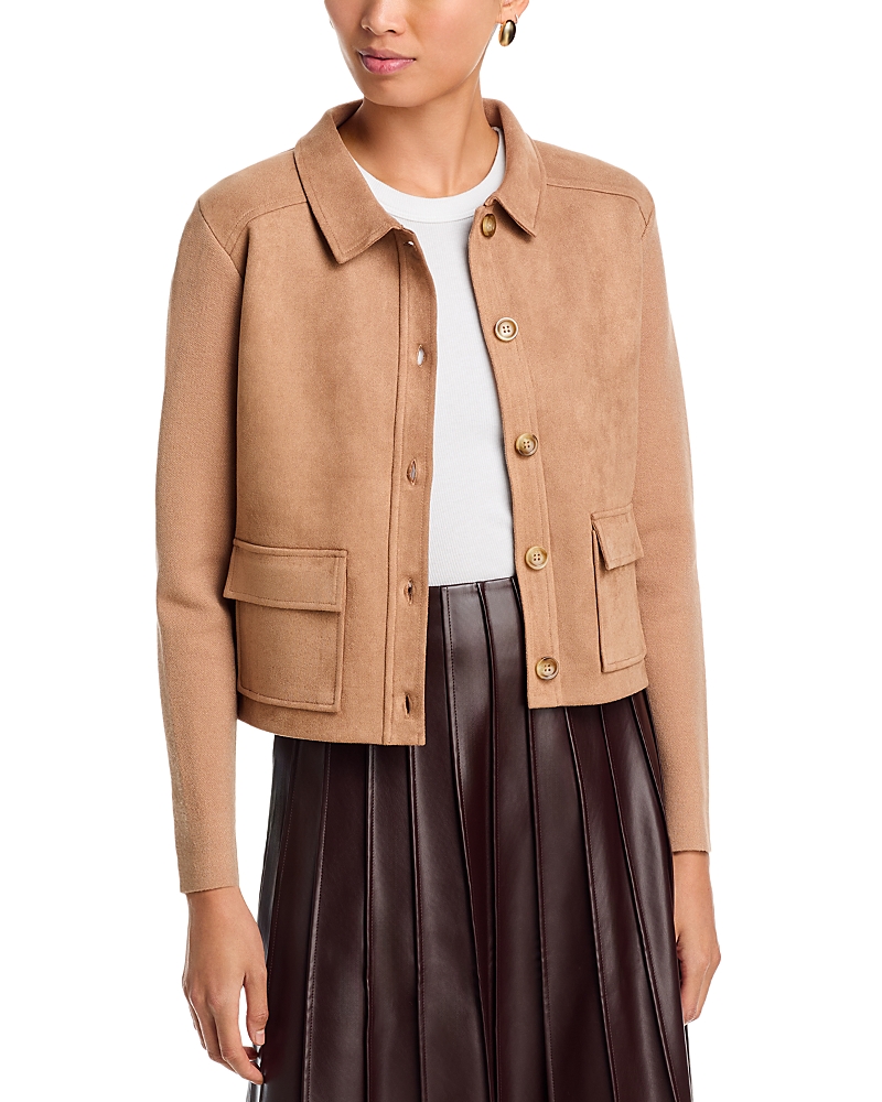 Sioni Faux Suede Jacket In Brown