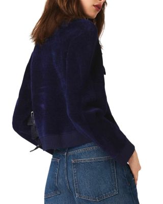 Cropped Velvet Cardigan Jacket