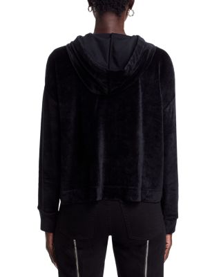 Velour Zip Front Hoodie