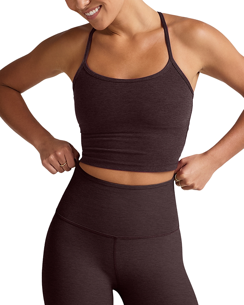 Beyond Yoga Spacedye Slim Racerback Cropped Tank In Vivid Pink In Brown