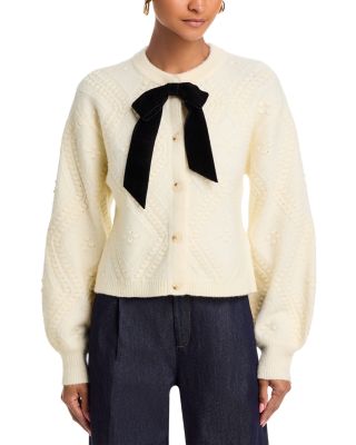 Kitty Bobble Contrast Crewneck Cardigan