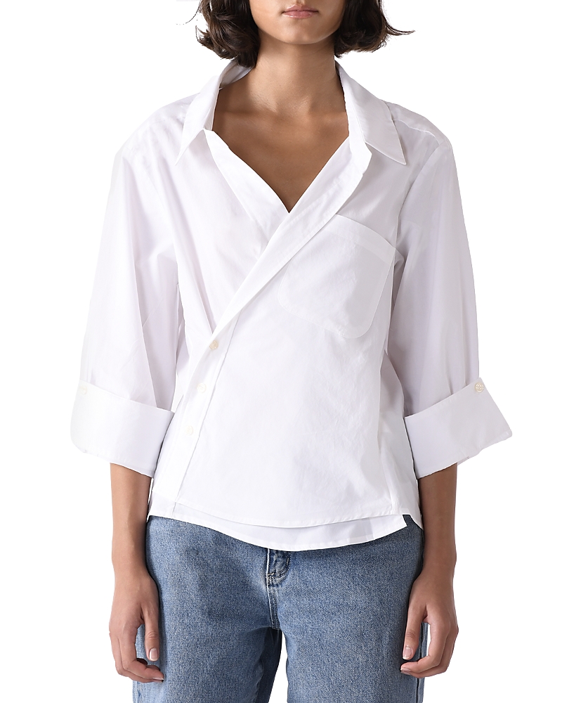Cissa Solid Wrap Shirt In White