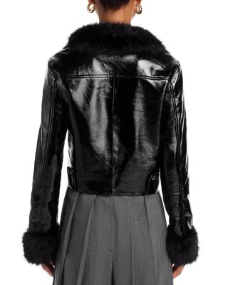 Camryn Crinkled Faux Leather Moto Jacket